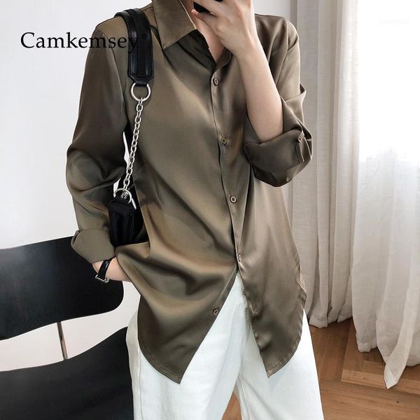 camkemsey new women blouses shirts 2020 leisure turn down collar spring autumn long sleeve casual solid satin blouses1, White
camkemsey new women blouses shirts 2020 leisure turn down collar spring autumn long sleeve casual solid satin blouses1, White