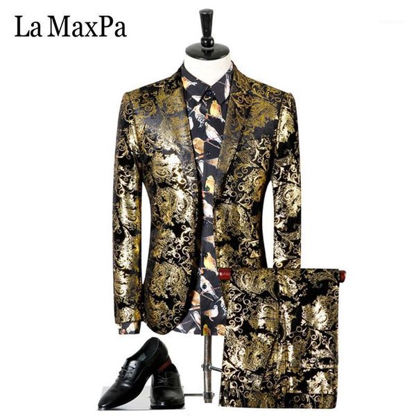 la maxpa (jacket+pants) fashion brand male singer men suit spring casual suit slim fit groom party wedding gold stamping1, White;black
la maxpa (jacket+pants) fashion brand male singer men suit spring casual suit slim fit groom party wedding gold stamping1, White;black