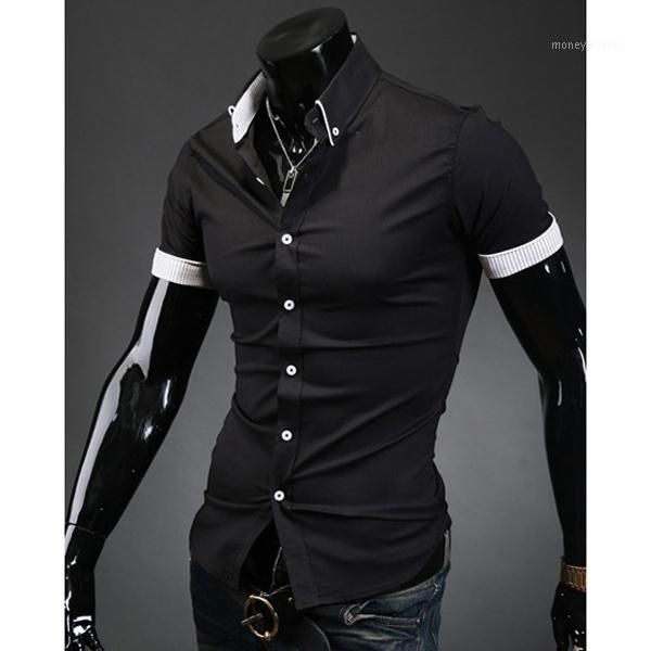 black summer mens dress shirts plaid hit color edging lined with stripes slim fit short sleeved shirts -2xl1, White;black
black summer mens dress shirts plaid hit color edging lined with stripes slim fit short sleeved shirts -2xl1, White;black