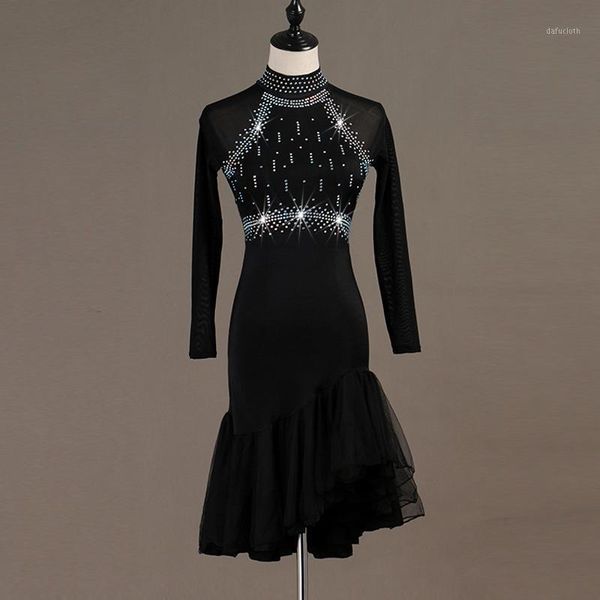 shiny rhinestone long sleeve 2019 new latin dance dress woman for ballroom/cha cha/foxtrot/rumba stage performance dress dl35161, Black;red 
shiny rhinestone long sleeve 2019 new latin dance dress woman for ballroom/cha cha/foxtrot/rumba stage performance dress dl35161, Black;red
