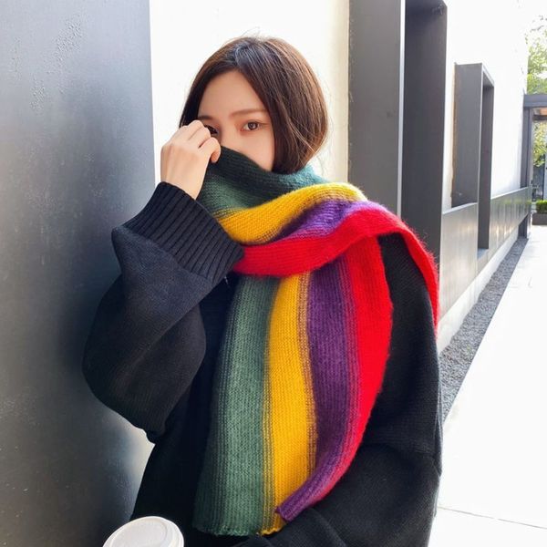 net red fan zhiqiao new korean rainbow gradient stripe small scarf thickened warm knitting children's neck in autumn and winter, Red;brown
net red fan zhiqiao new korean rainbow gradient stripe small scarf thickened warm knitting children's neck in autumn and winter, Red;brown