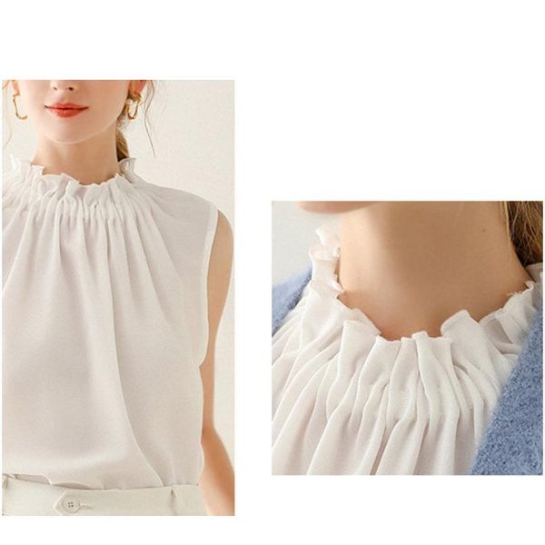 women sleeveless semi-sheer tank vest ruffles pleated fake collar sweater decorative pullover chiffo qylasc, Blue;red
women sleeveless semi-sheer tank vest ruffles pleated fake collar sweater decorative pullover chiffo qylasc, Blue;red