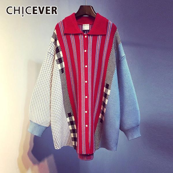 women's knits & tees chicever patchwork striped hit color sweater lapel collar lantern sleeve oversize casual female cardigans 2021 aut, White
women's knits & tees chicever patchwork striped hit color sweater lapel collar lantern sleeve oversize casual female cardigans 2021 aut, White