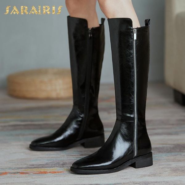 boots sarairis 2021 arrivals split leather square heels knee high woman shoes zip up concise comfortable knight female, Black
boots sarairis 2021 arrivals split leather square heels knee high woman shoes zip up concise comfortable knight female, Black