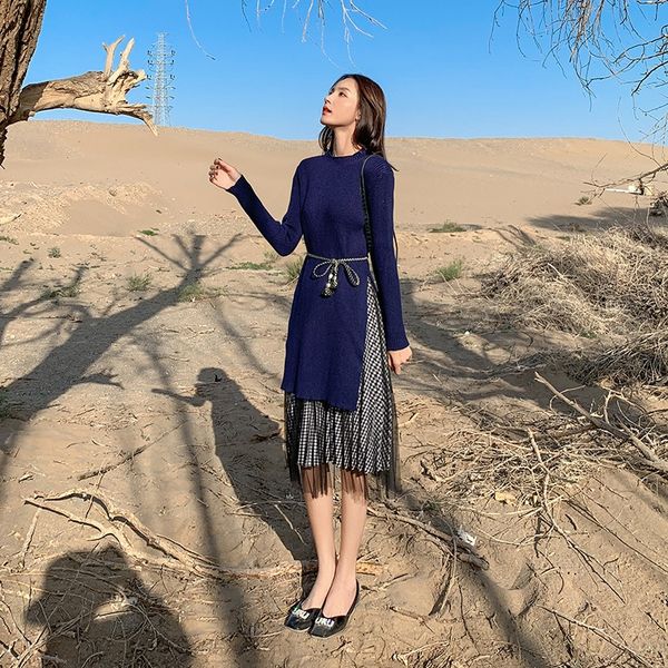 two piece autumn women's 2019 new knitted sweater mesh plaid dresssweater dress skirt women's dress hu2ae, Black;gray
two piece autumn women's 2019 new knitted sweater mesh plaid dresssweater dress skirt women's dress hu2ae, Black;gray