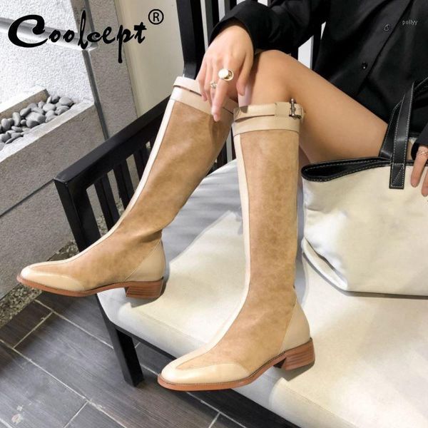 boots coolcept genuine leather women knee high fashion quality knight round toe winter shoes footwear size 34-391, Black
boots coolcept genuine leather women knee high fashion quality knight round toe winter shoes footwear size 34-391, Black