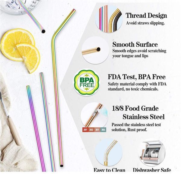 10 colors metal drinking straw 4/8pcs reusable 304 stainless steel straws with brush for juice milk bar drinkware a jllqsb
10 colors metal drinking straw 4/8pcs reusable 304 stainless steel straws with brush for juice milk bar drinkware a jllqsb