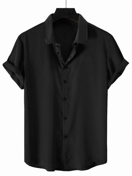 men button through solid shirt i6o5#, White;black 
men button through solid shirt i6o5#, White;black