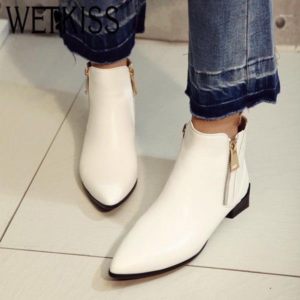 wetkiss thick boots autumn women ankle boots fashion strange style shoes ladies genuine leather short plush pointed toe footwear1, Black
wetkiss thick boots autumn women ankle boots fashion strange style shoes ladies genuine leather short plush pointed toe footwear1, Black