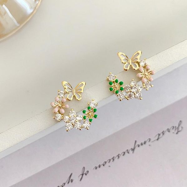 New style full zircon earrings fashion wild butterfly flower leaf transfer beads zircon earrings wholesale, Golden;silver
New style full zircon earrings fashion wild butterfly flower leaf transfer beads zircon earrings wholesale, Golden;silver