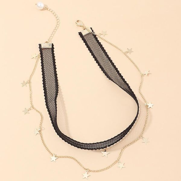 chokers fashion gold color star pendant necklace women statement layered lace choker jewelry simple ladies party gifts, Golden;silver
chokers fashion gold color star pendant necklace women statement layered lace choker jewelry simple ladies party gifts, Golden;silver