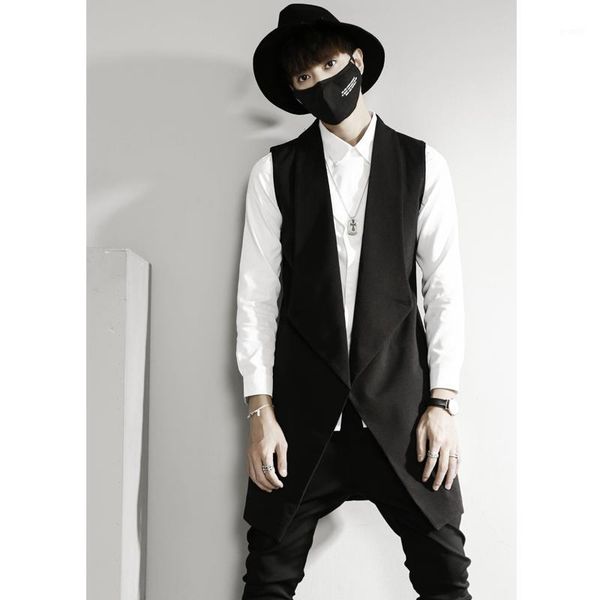 2019 new men's clothing hair stylist gd fashion original designer medium and long suit vest waistcoat plus size singer costumes1, Black;white
2019 new men's clothing hair stylist gd fashion original designer medium and long suit vest waistcoat plus size singer costumes1, Black;white