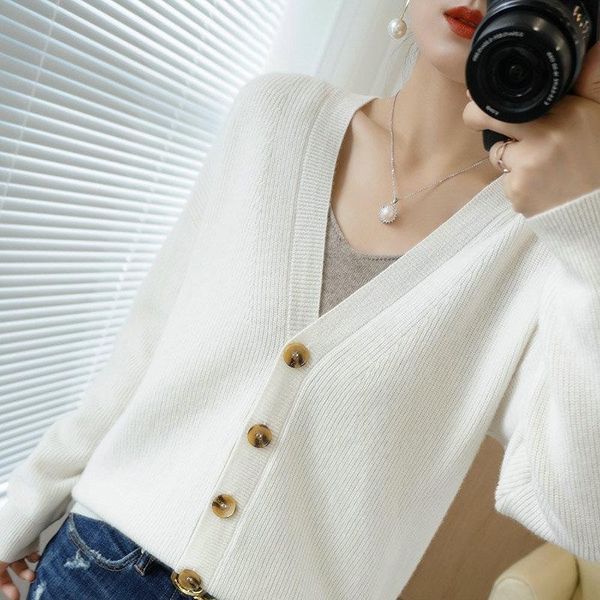 women's knits & tees 100% pure wool style cardigan woman v-neck thick cashmere sweater fashion short coat autumn and winter, White
women's knits & tees 100% pure wool style cardigan woman v-neck thick cashmere sweater fashion short coat autumn and winter, White