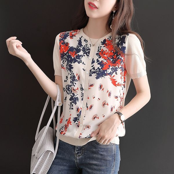 elyd0 spring and summer 2020 new printed silk women's loose button style small sleeve short foreign round neck shirt shirt splicing t-s, White;black
elyd0 spring and summer 2020 new printed silk women's loose button style small sleeve short foreign round neck shirt shirt splicing t-s, White;black