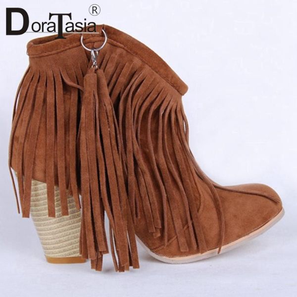 boots doratasia female solid fringe round toe high heels winter casual office women leisure retro fashion shoes woman, Black
boots doratasia female solid fringe round toe high heels winter casual office women leisure retro fashion shoes woman, Black