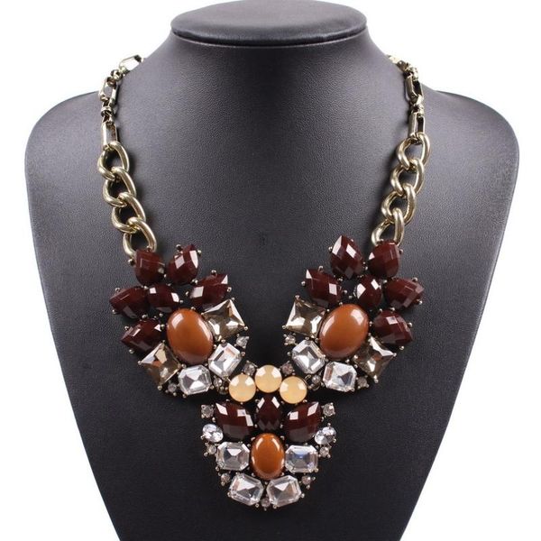 2020 fashion new vintage gold color plated chain crystal resin flower pendant statement women necklace handmade female jewelry, Silver
2020 fashion new vintage gold color plated chain crystal resin flower pendant statement women necklace handmade female jewelry, Silver