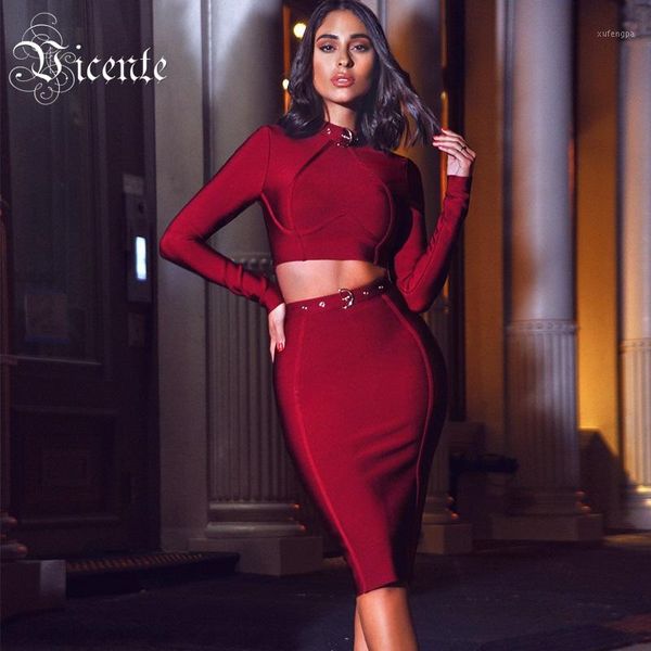 vc all 2020 new stylish suit long sleeves buckle design knee length party club two pieces bandage skrit suit1, Gray 
vc all 2020 new stylish suit long sleeves buckle design knee length party club two pieces bandage skrit suit1, Gray
