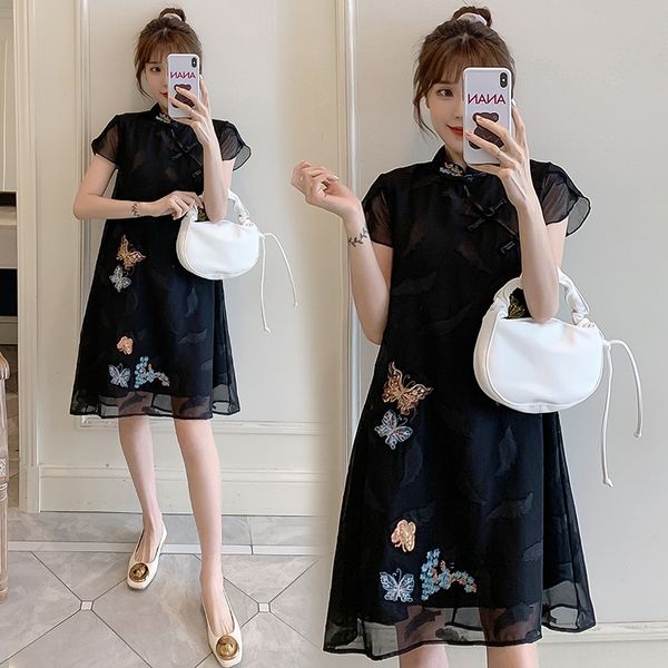 2020 loose and slim summer new korean large size maternity clothes maternity clothes national style improved cheongsam pregnant women's, Black;gray
2020 loose and slim summer new korean large size maternity clothes maternity clothes national style improved cheongsam pregnant women's, Black;gray