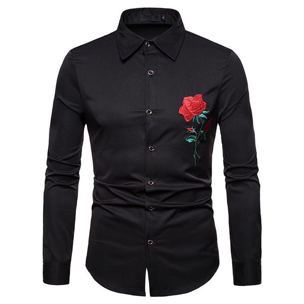 mens rose embroidery design slim fit long sleeve button down dress shirts party business casual social shirt men camisas hombre, White;black
mens rose embroidery design slim fit long sleeve button down dress shirts party business casual social shirt men camisas hombre, White;black