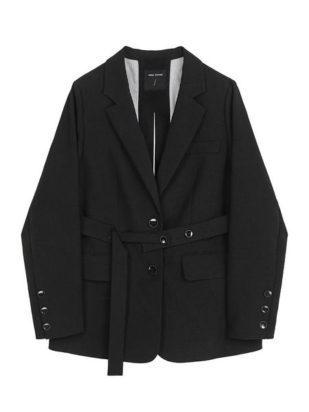 elegant black blazer women autumn clothing stylish back split loose blazers jacket with belt manteau femme, White;black
elegant black blazer women autumn clothing stylish back split loose blazers jacket with belt manteau femme, White;black