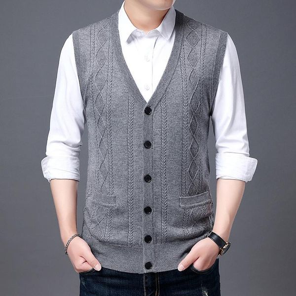 men's sweaters man sleeveless sweater coat fashion argyle cardigan buttons up knit casual male knitwear, White;black
men's sweaters man sleeveless sweater coat fashion argyle cardigan buttons up knit casual male knitwear, White;black