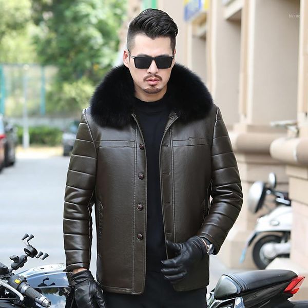 men's fur & faux men's leather jacket men leisure coat lining jackets outerwear parka1, Black
men's fur & faux men's leather jacket men leisure coat lining jackets outerwear parka1, Black