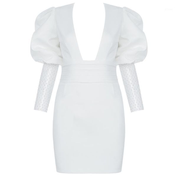 2020 new women dress bodycon vintage puff sleeve backless fashion party club celebrity summer dress v neck clothes1, Black;gray
2020 new women dress bodycon vintage puff sleeve backless fashion party club celebrity summer dress v neck clothes1, Black;gray