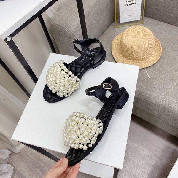 2022 sandals women shoe spring and summer new style high-heels slipper leather hand-sewn pearls, Black
2022 sandals women shoe spring and summer new style high-heels slipper leather hand-sewn pearls, Black