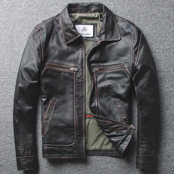 new fashion 2020 men's genuine cowhide casual short lapels motorcycle biker jacket retro vintage leather coat1, Black
new fashion 2020 men's genuine cowhide casual short lapels motorcycle biker jacket retro vintage leather coat1, Black