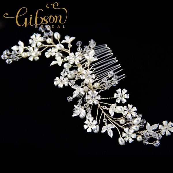 flower and leaf decorated wedding party girl's hair side comb hair accessories, Golden;silver
flower and leaf decorated wedding party girl's hair side comb hair accessories, Golden;silver