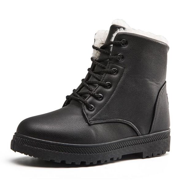 women boots plus size 44 snow boot for women winter shoes heels winter boots ankle botas mujer warm plush insole shoes woman, Black
