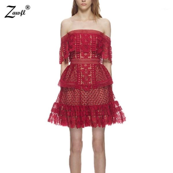 zawfl women hollow out one shoulder ruffles lace dress runway self portrait dress1, White;black
zawfl women hollow out one shoulder ruffles lace dress runway self portrait dress1, White;black