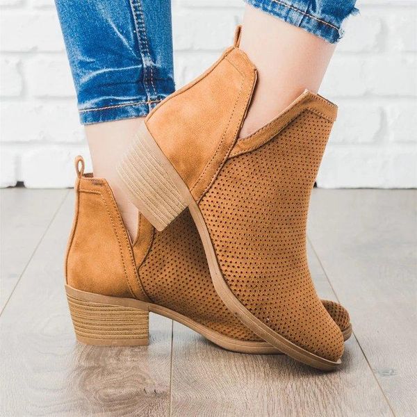 women's retro ankle boots suede solid color large size slip-on hollow out med square root heels short boots shoes botas mujer, Black
women's retro ankle boots suede solid color large size slip-on hollow out med square root heels short boots shoes botas mujer, Black