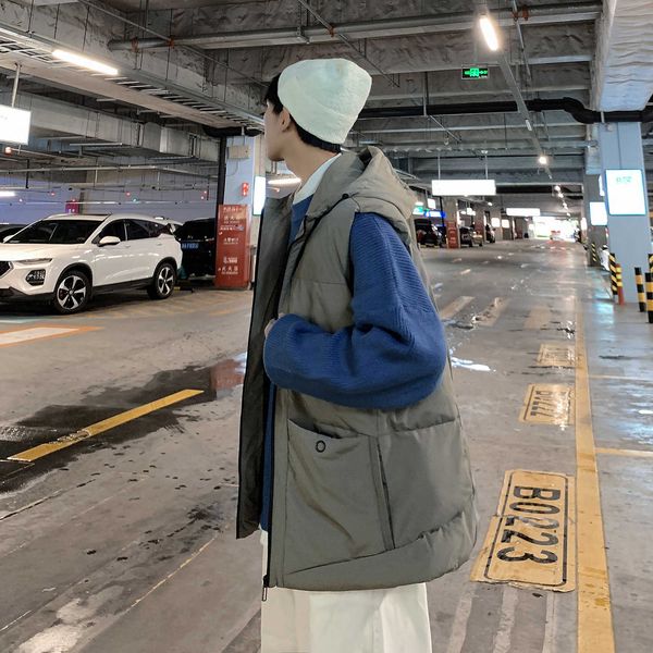 autumn and hooded winter fashion casual men's cotton vest jacket 8611, Black;white
autumn and hooded winter fashion casual men's cotton vest jacket 8611, Black;white