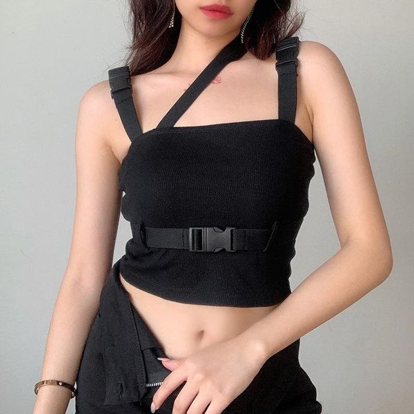 cool women's cropped t-shirt belted elastic party punk style bandage bag buckle slim summer clothes tank, White
cool women's cropped t-shirt belted elastic party punk style bandage bag buckle slim summer clothes tank, White