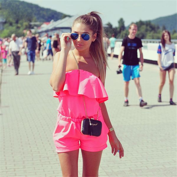 women rompers and jumpsuit strapless fashion solid candy color summer shorts t200704, Black;white
women rompers and jumpsuit strapless fashion solid candy color summer shorts t200704, Black;white
