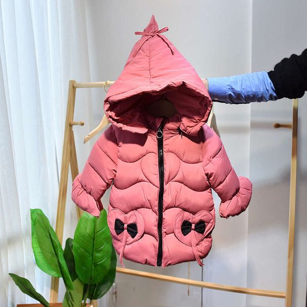 girls' 2019 new winter clothes middle length children's foreign style down cotton padded jacket, Black
girls' 2019 new winter clothes middle length children's foreign style down cotton padded jacket, Black