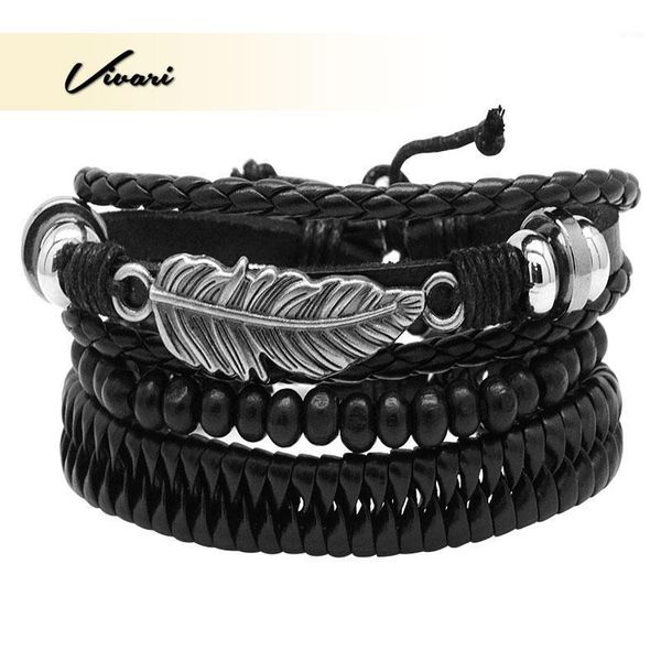 vivari adjustable men's black vintage multilayer leather with feather bracelet handmade wristband black rope fashion accessories1
vivari adjustable men's black vintage multilayer leather with feather bracelet handmade wristband black rope fashion accessories1