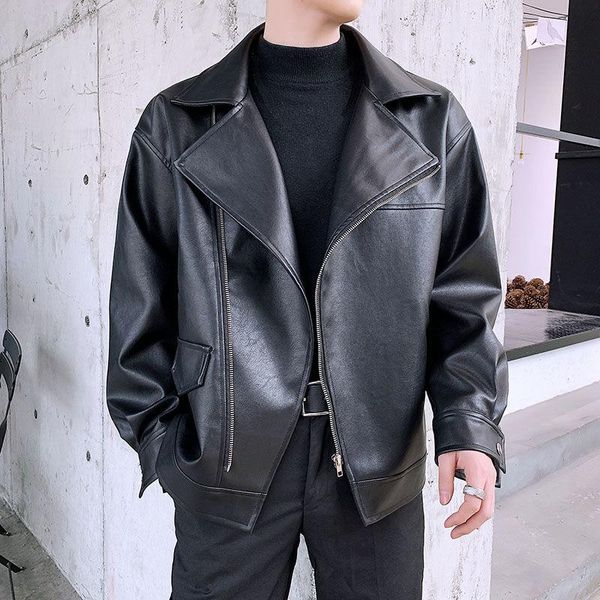 men's fur & faux 2021 autumn and winter youth loose korean version of pure color lapel motorcycle leather fashion casual top, Black
men's fur & faux 2021 autumn and winter youth loose korean version of pure color lapel motorcycle leather fashion casual top, Black