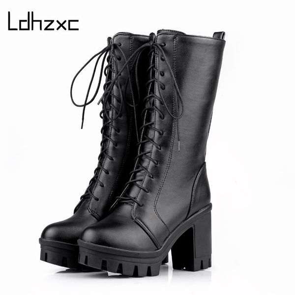 ldhzxc spring autumn lacing knee high boots women fashion square platform heel woman shoes winter large size 43, Black
ldhzxc spring autumn lacing knee high boots women fashion square platform heel woman shoes winter large size 43, Black