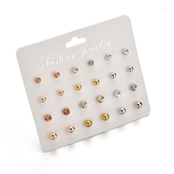 stud 24 pc/set earrings set with card crystal balls imitation pearl women girl jewelry party1, Golden;silver
stud 24 pc/set earrings set with card crystal balls imitation pearl women girl jewelry party1, Golden;silver