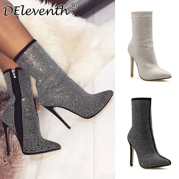 new fashion autumn and winter women boots pointed rhinestones fine super high heel red sole ankle boots short boots plus size rhinestone, Black
new fashion autumn and winter women boots pointed rhinestones fine super high heel red sole ankle boots short boots plus size rhinestone, Black
