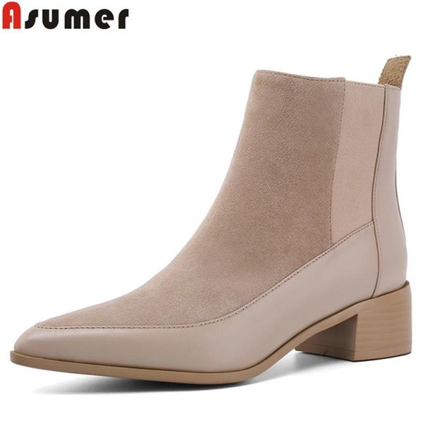 asumer 2020 new ankle boots for women pointed toe zip genuine leathers boots square heels shoes autumn winter women, Black
asumer 2020 new ankle boots for women pointed toe zip genuine leathers boots square heels shoes autumn winter women, Black
