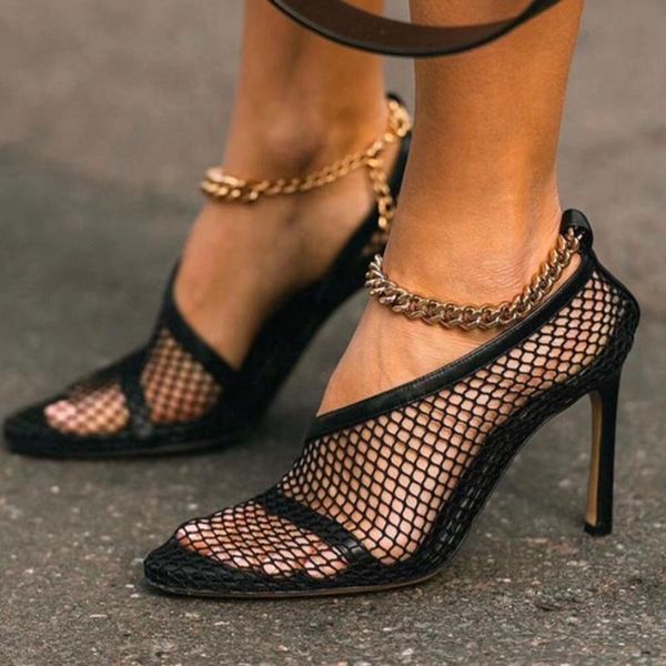 sandals large size 46 hollow out stiletto high heels fishnet pointed toe mental chain women dress shoes for ladies, Black
sandals large size 46 hollow out stiletto high heels fishnet pointed toe mental chain women dress shoes for ladies, Black