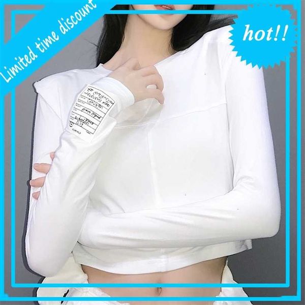 autumn and winter 2021 new women's wear solid color letter label long sleeve shoulder pad navel exposed versatile t-shirt for women, White
autumn and winter 2021 new women's wear solid color letter label long sleeve shoulder pad navel exposed versatile t-shirt for women, White