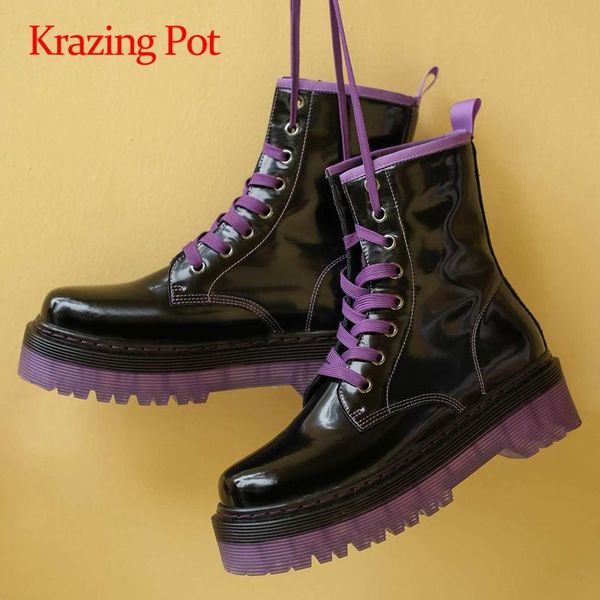 boots krazing pot large size cow leather mixed colors waterproof energy lady round toe med heel lace up daily wear ankle l0f1, Black
boots krazing pot large size cow leather mixed colors waterproof energy lady round toe med heel lace up daily wear ankle l0f1, Black