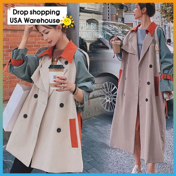 large size women's windbreaker women's mid-length british style autumn 2020 new slimming coat women stitching contrast color 1031, Tan;black
large size women's windbreaker women's mid-length british style autumn 2020 new slimming coat women stitching contrast color 1031, Tan;black