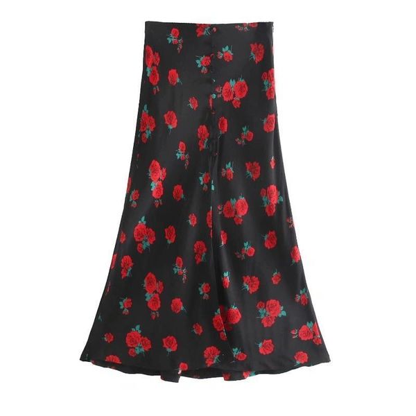 2019 women vintage flower print buckles a line skirt faldas mujer ladies side zipper casual slim chic skirts qun359, Black
2019 women vintage flower print buckles a line skirt faldas mujer ladies side zipper casual slim chic skirts qun359, Black