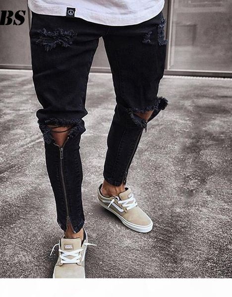 men's ripped jeans super skinny slim fit denim pants destroyed frayed trousers, Black
men's ripped jeans super skinny slim fit denim pants destroyed frayed trousers, Black
