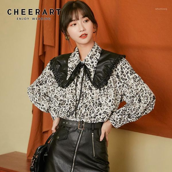 cheerart leopard print korean blouse women long sleeve vintage button up collar shirt ladies fall 2020 clothing1, White
cheerart leopard print korean blouse women long sleeve vintage button up collar shirt ladies fall 2020 clothing1, White